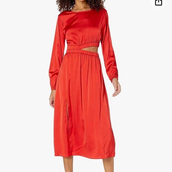 The Drop Jacob Long-Sleeve red Cutout Dress midi dress - Picture 1 of 5
